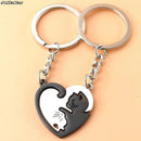 Chaveiro de gato preto retalhos, casal aço inoxidável. - Shopmix