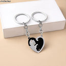 Chaveiro de gato preto retalhos, casal aço inoxidável. - Shopmix