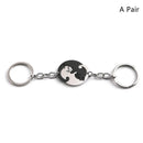 Chaveiro de gato preto retalhos, casal aço inoxidável. - Shopmix