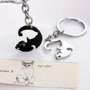 Chaveiro de gato preto retalhos, casal aço inoxidável. - Shopmix