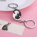 Chaveiro de gato preto retalhos, casal aço inoxidável. - Shopmix