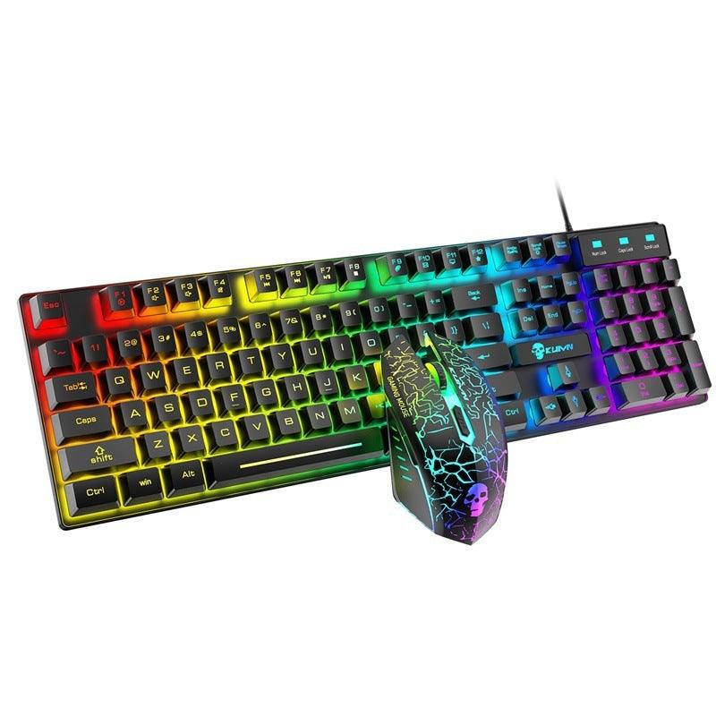 Kit teclado e mouse led dinâmico luminoso - Shopmix