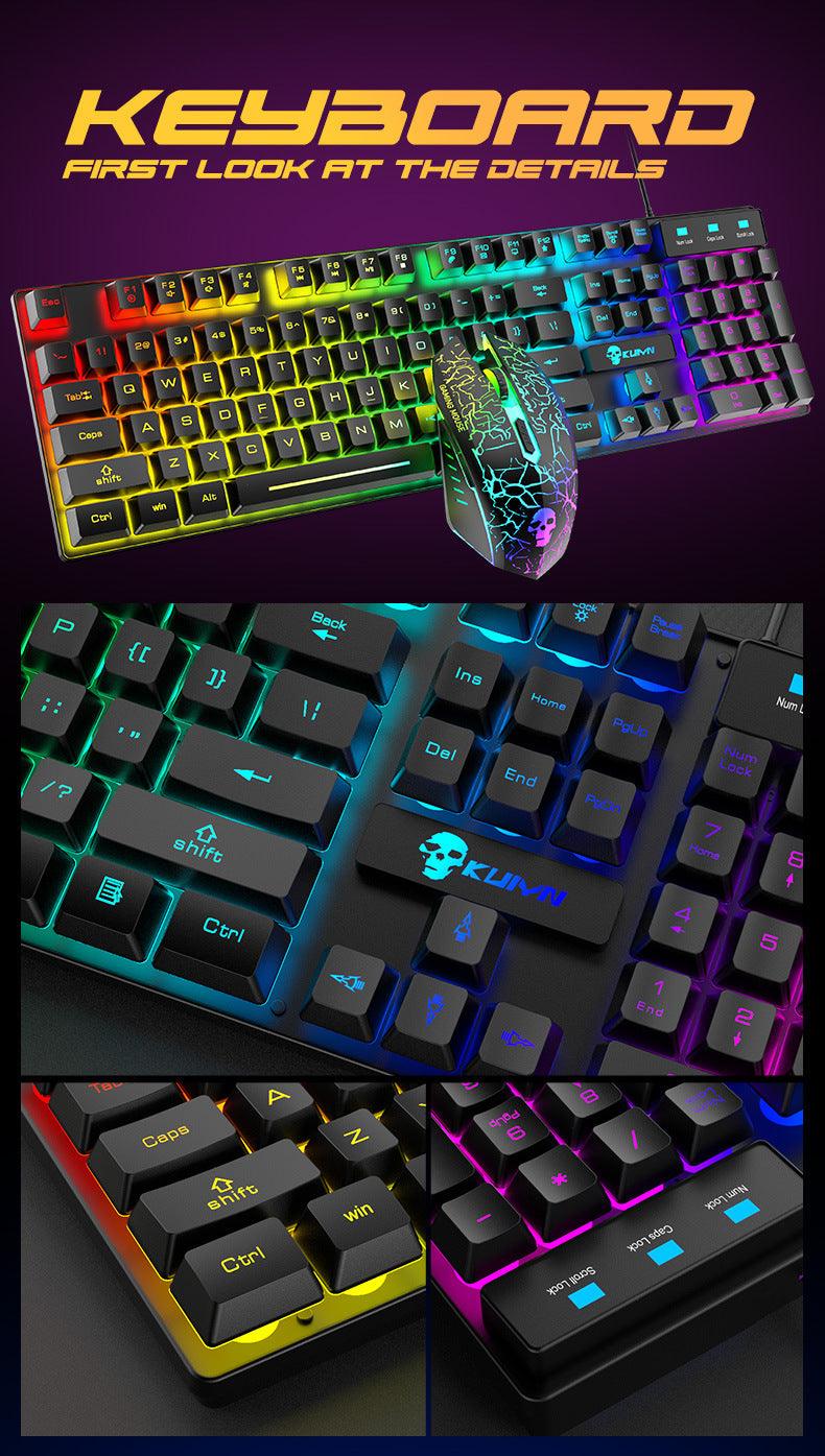 Kit teclado e mouse led dinâmico luminoso - Shopmix