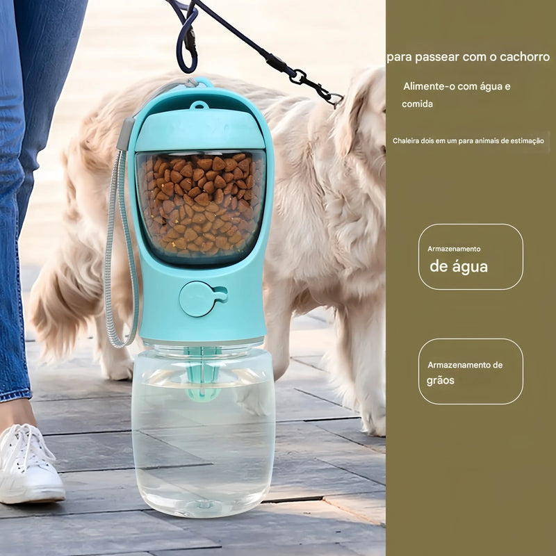 Garrafa  portátil para cães e gatos 2 em 1