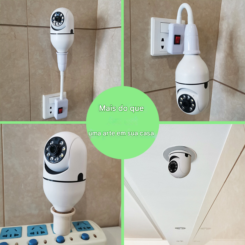 Câmera WiFi 1080P Bulbo 4X Zoom Câmera E27 Home 5G Monitor de Alarme