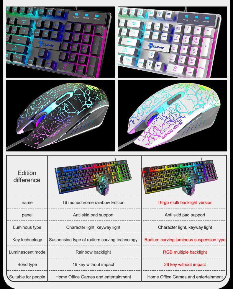 Kit teclado e mouse led dinâmico luminoso - Shopmix
