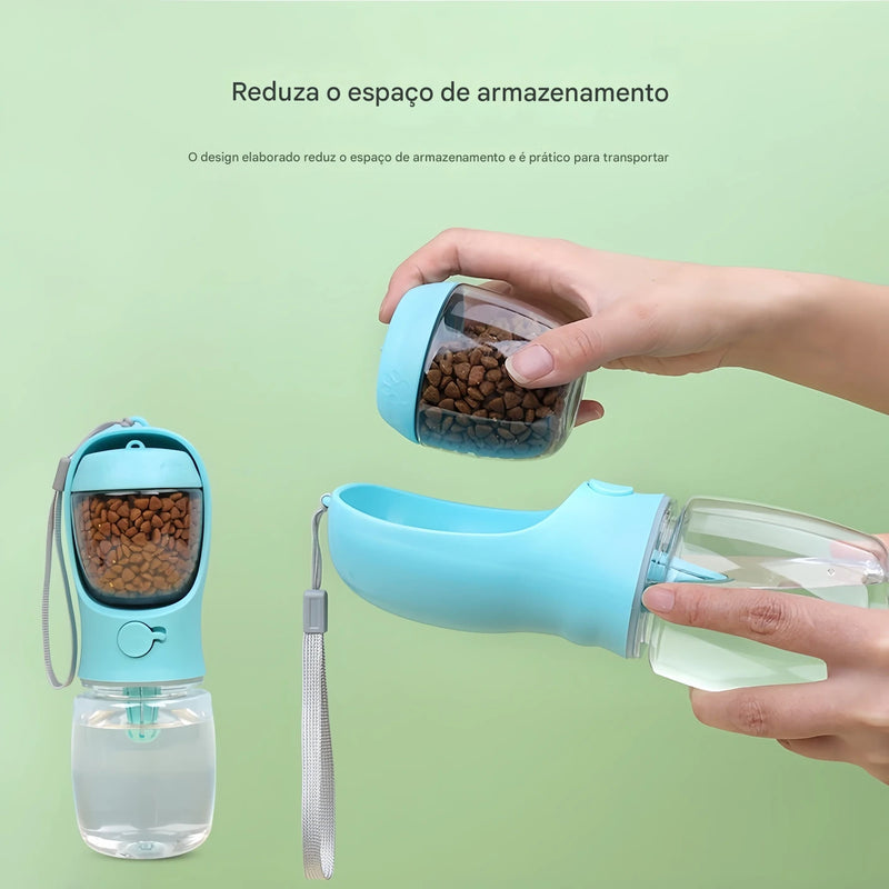 Garrafa  portátil para cães e gatos 2 em 1