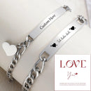 Vnox Custom Valentines Day Gift Jewelry for Couples, Love Promise Bracelets for Women Men, Heart Charm Figaro Chain Bracelets - Shopmix