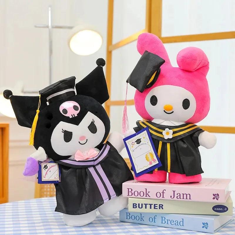 Sanrio Anime Plush 35cm Cinnamoroll My Melody Kuromi Hello Kitty Graduation Plushie Doll Kawaii Soft Stuffed Graduation Gifts - Shopmix