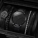 relógios masculinos elegante + pulseira de couro - Shopmix