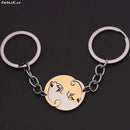 Chaveiro de gato preto retalhos, casal aço inoxidável. - Shopmix