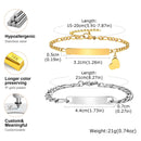 Vnox Custom Valentines Day Gift Jewelry for Couples, Love Promise Bracelets for Women Men, Heart Charm Figaro Chain Bracelets - Shopmix