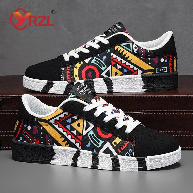 TENIS YRZL esportivo masculino de lona estilo geométrico com cadarço - Shopmix