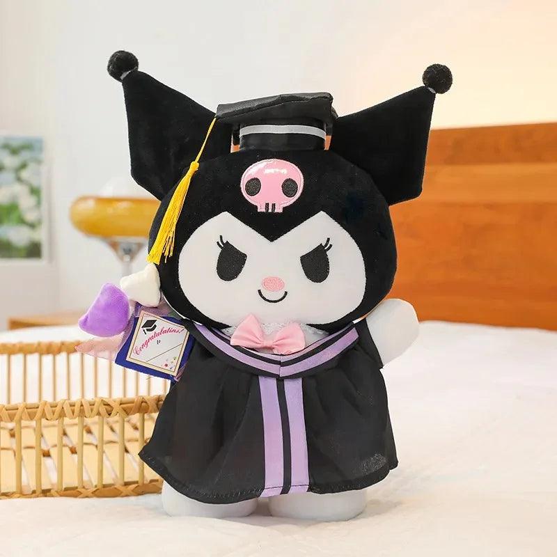 Sanrio Anime Plush 35cm Cinnamoroll My Melody Kuromi Hello Kitty Graduation Plushie Doll Kawaii Soft Stuffed Graduation Gifts - Shopmix