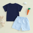 Lioraitiin 0-3 anos bebê menino roupa de páscoa coelhinho/ manga curta + short - Shopmix