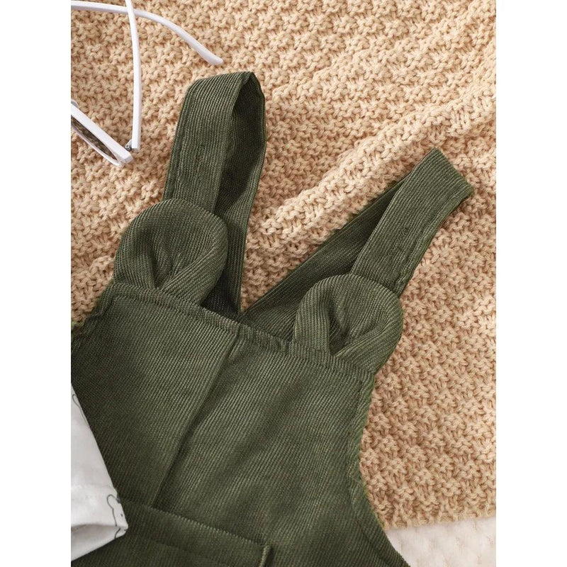 conjunto de roupas urso impressão bodysuit com verde - Shopmix