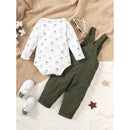 conjunto de roupas urso impressão bodysuit com verde - Shopmix