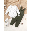 conjunto de roupas urso impressão bodysuit com verde - Shopmix